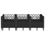 Fioriera da Giardino con Picchetti Nera 123,5x43,5x43,5 cm PP
