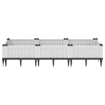 Fioriera da Giardino con Picchetti Bianca 125x40x28,5 cm PP