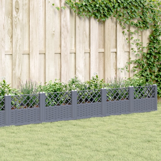 Fioriera Giardino Picchetti Grigio Blu 363,5x43,5x43,5 cm PP