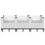 Fioriera da Giardino con Picchetti Bianca 123,5x43,5x43,5 cm PP