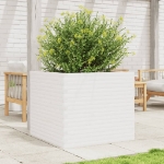 Fioriera da Giardino Bianca 80x80x68,5cm Legno Massello di Pino
