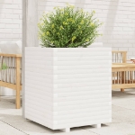 Fioriera da Giardino Bianca 60x60x72 m Legno Massello di Pino