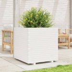 Fioriera da Giardino Bianca 70x70x72 cm Legno Massello di Pino