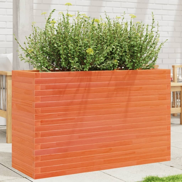 Fioriera Giardino Marrone Cera 110x40x68,5 Legno Massello Pino