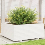 Fioriera da Giardino Bianca 110x110x49,5 cm Legno Massello Pino