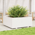 Fioriera da Giardino Bianca 110x110x49,5 cm Legno Massello Pino