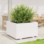 Fioriera da Giardino Bianca 80x80x49,5cm Legno Massello di Pino