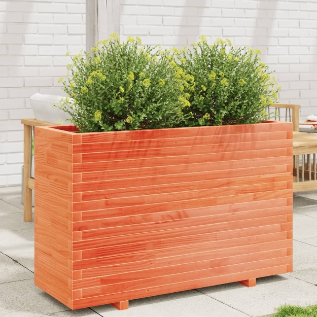 Fioriera Giardino Marrone Cera 110x40x72,5 Legno Massello Pino
