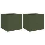 Fioriere da Giardino 2 pz Verde Oliva 32x30x29 cm in Acciaio