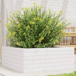 Fioriera da Giardino Bianca 60x60x23 cm Legno Massello di Pino