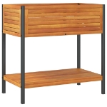 Fioriera con Ripiano 80x45x80 cm in Legno Acacia e Acciaio