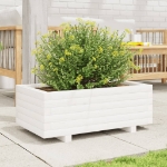 Fioriera da Giardino Bianca 70x40x26,5cm Legno Massello di Pino