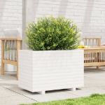 Fioriera da Giardino Bianca 70x40x49,5cm Legno Massello di Pino