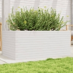 Fioriera da Giardino Bianca 110x60x45,5 cm Legno Massello Pino