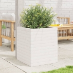 Fioriera da Giardino Bianca 40x40x46 cm Legno Massello di Pino