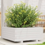 Fioriera da Giardino Bianca 60x60x26,5cm Legno Massello di Pino