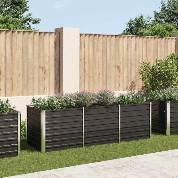 Fioriera per Giardino Antracite 240x80x77 cm in Acciaio Zincato