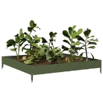 Fioriera Rialzata Giardino Verde Oliva 100x100x18,5 cm Acciaio