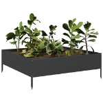 Fioriera Rialzata da Giardino Nera 100x100x33,5 cm in Acciaio