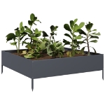 Fioriera Rialzata da Giardino Antracite 100x100x33,5cm Acciaio