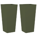 Fioriere da Giardino 2 pz Verde Oliva 35x35x75 cm in Acciaio