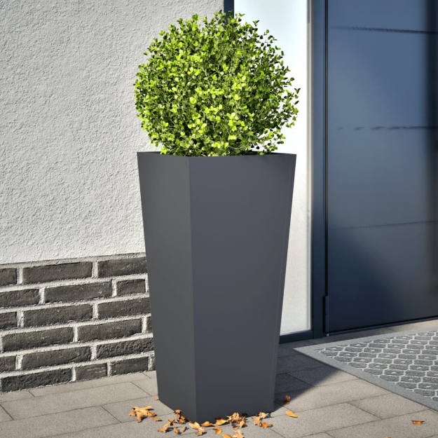 Fioriere da Giardino 2 pz Antracite 35x35x75 cm in Acciaio