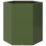 Fioriera da Giardino Verde Oliva Esagono 46x40x45 cm Acciaio