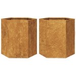 Fioriere da Giardino 2 pz Esagono 46x40x45 cm in acciaio corten
