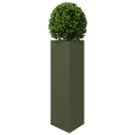 Fioriera da Giardino Verde Oliva Triangolare 30x26x75cm Acciaio