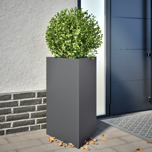 Fioriera da Giardino Antracite Triangolare 50x43x75 cm Acciaio