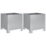 Fioriere da Giardino 2 pz 30x30x30 Grigie in Acciaio Zincato