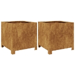 Fioriere da Giardino 2 pz 40x40x40 cm in Acciaio Corten
