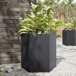 Fioriere da Giardino 2 pz Esagono Nero 46x40x45 cm Acciaio