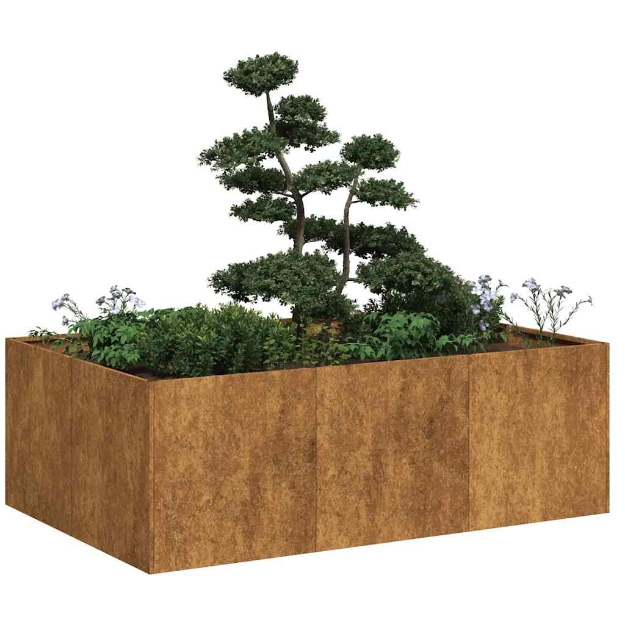 Fioriera Arrugginita 120x80x40 cm in Acciaio Corten