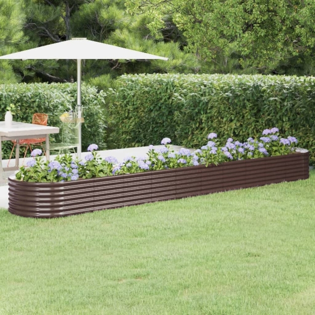 Letto Giardino Acciaio Verniciato a Polvere 440x80x36cm Marrone
