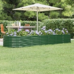 Letto Giardino Acciaio Verniciato a Polvere 296x80x36 cm Verde