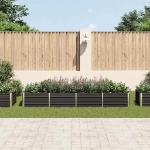 Letto Rialzato Giardino Antracite 320x80x45 cm Acciaio Zincato