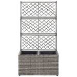 Letto Rialzato a Traliccio 2 Vasi 58x30x107cm Polyrattan Grigio