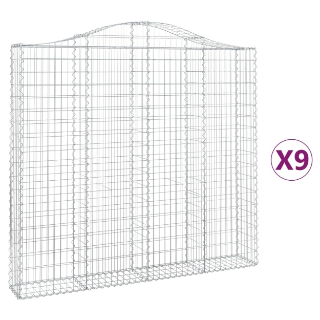 Cesti Gabbioni ad Arco 9 pz 200x30x180/200 cm Ferro Zincato