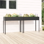 Fioriere da Giardino 2 pz Antracite Acciaio Zincato