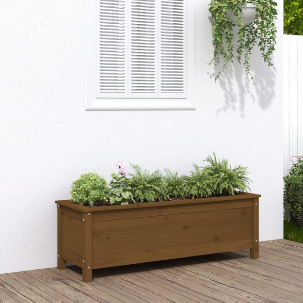 Fioriera Rialzata da Giardino Ambra 119,5x40x39cm Massello Pino