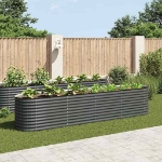 Letto Rialzato Giardino 400x80x81 cm in Acciaio Zincato Grigio