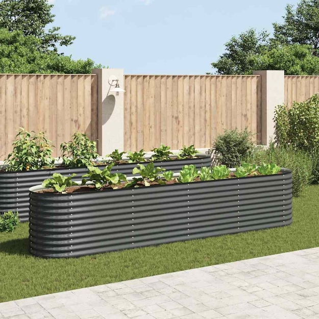 Letto Rialzato Giardino 400x80x81 cm in Acciaio Zincato Grigio