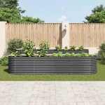 Letto Rialzato Giardino 400x80x81 cm in Acciaio Zincato Grigio