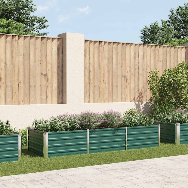 Letto Rialzato Giardino in Acciaio Zincato 240x80x45 cm Verde