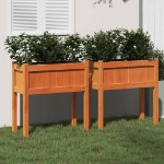 Fioriere da Giardino 2pz Gambe Marrone Cera Legno Massello Pino