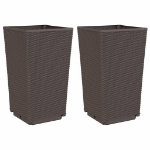 Fioriere da Giardino 2 pz Marrone 32,5x32,5x57 cm in PP