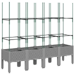 Fioriera Giardino con Traliccio Grigio Chiaro 160x40x142,5cm PP