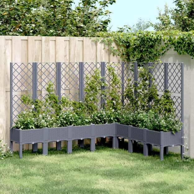 Fioriera Giardino con Traliccio Grigio Blu 200x160x142 cm PP