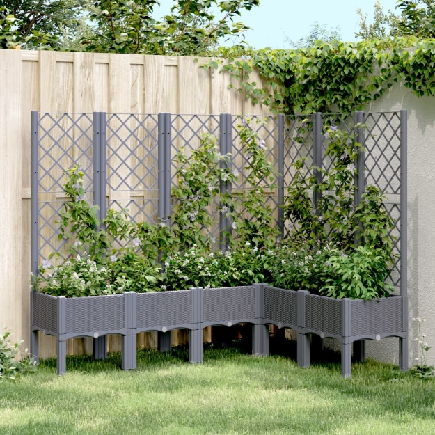 Fioriera Giardino con Graticcio Grigio Blu 160x120x142 cm PP
